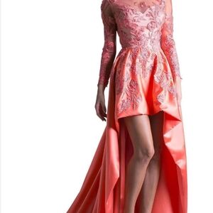 Elegant Coral Evening Gown